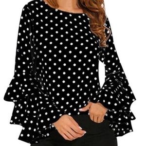 Polka Dot Bell Sleeve Top